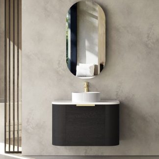 Bondi Black Oak Curve 750 Wall Hung Vanity