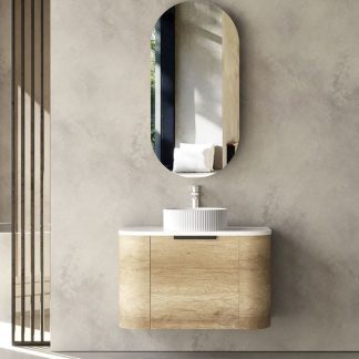 Bondi Natural Oak Curve 750 Wall Hung Vanity