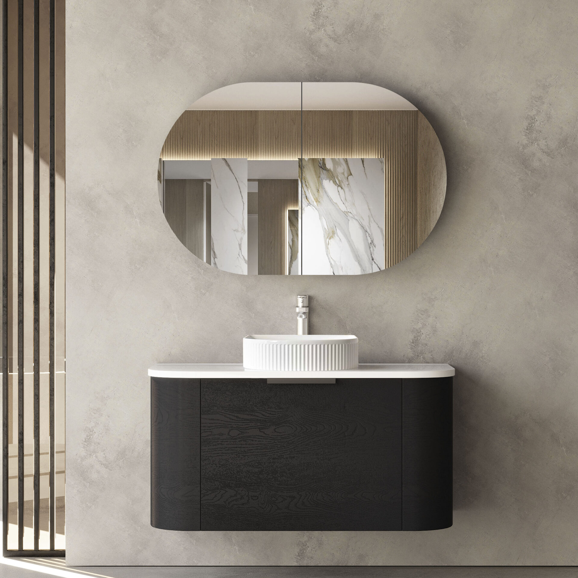 Bondi 900 Shaving Cabinet Black Oak - Image 2