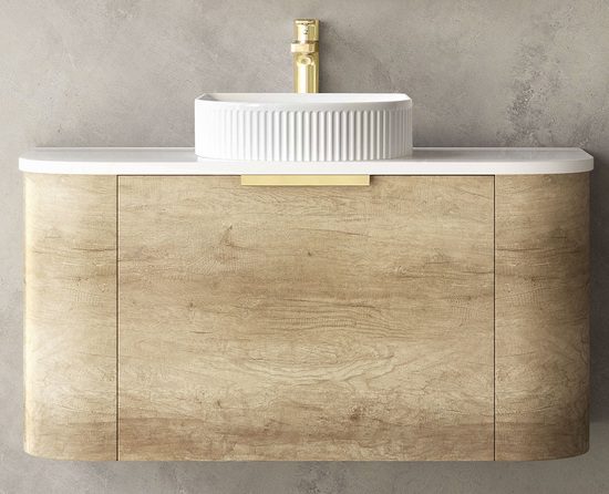 Bondi Natural Oak Curve 900 Wall Hung Vanity - Image 2