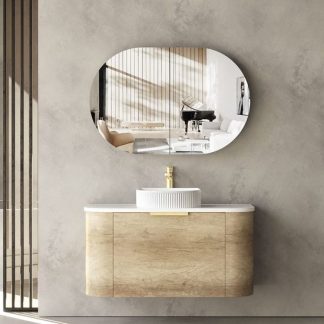 Bondi Natural Oak Curve 900 Wall Hung Vanity