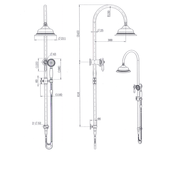Bordeaux Shower Column Set Chrome - Image 2