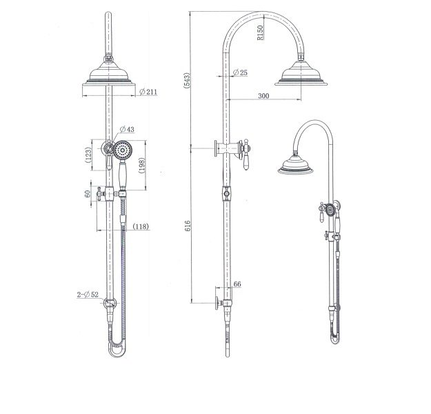 Bordeaux Shower Column Set Brushed Nickel - Image 2