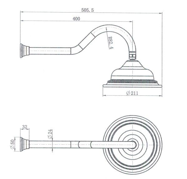Bordeaux Shower Arm & Shower Head Brushed Nickel - Image 2