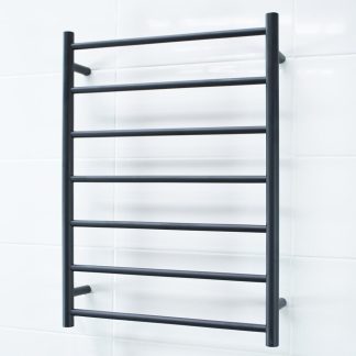 Round Heated Towel Ladder 600x800 Matte Black
