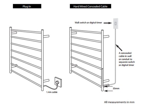 BRTR530 Round Heated Towel Ladder 530x700 M/Black - Image 4