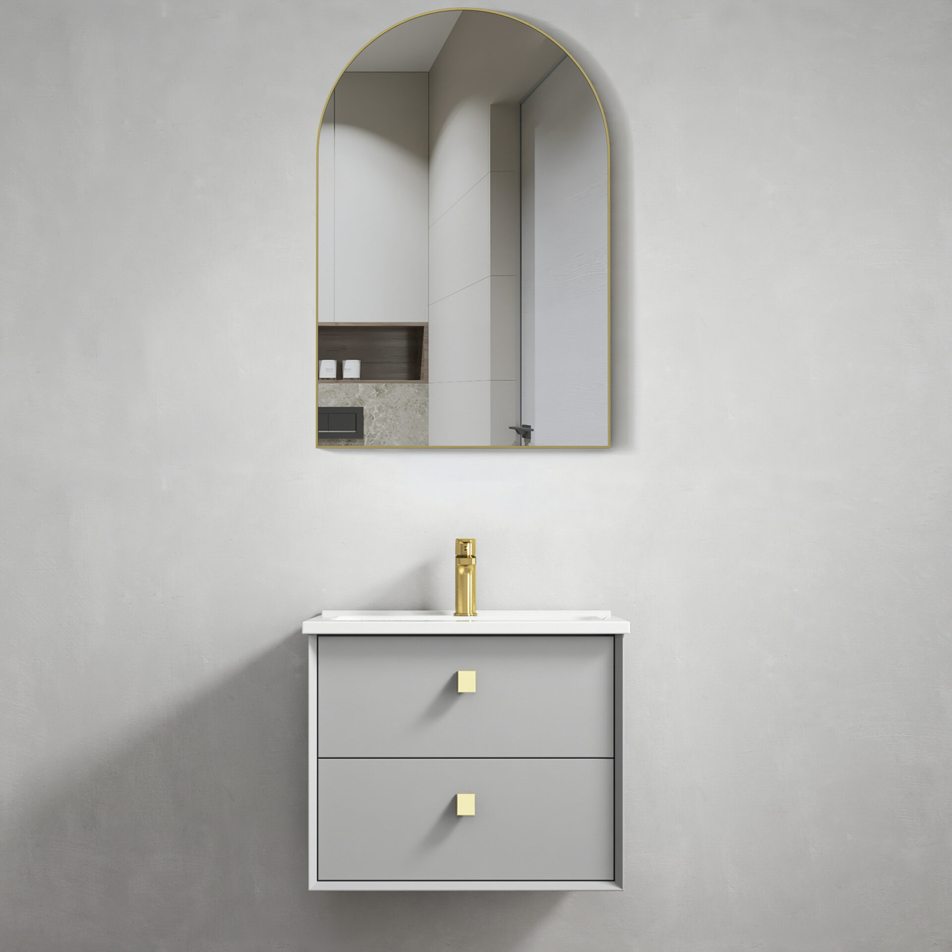 Archie Brushed Gold Framed Mirror - Image 3