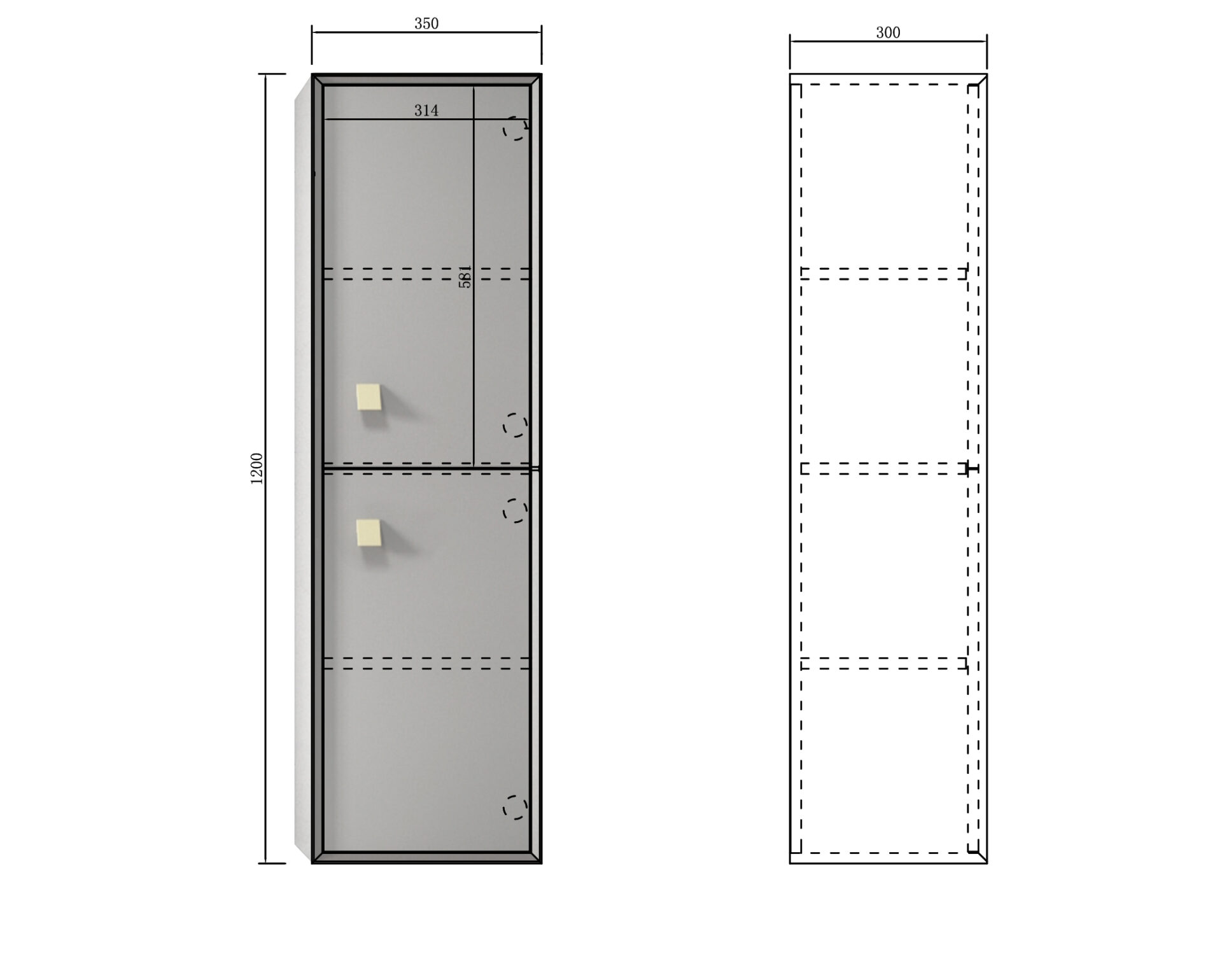 Boston Tall Boy Matte Grey Wall Hung - Image 3