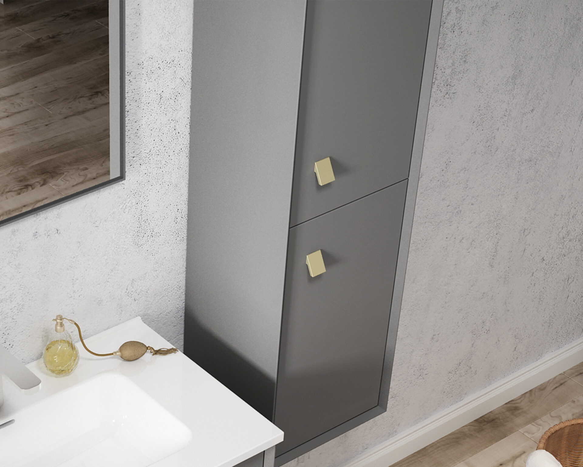Boston Tall Boy Matte Grey Wall Hung - Image 2