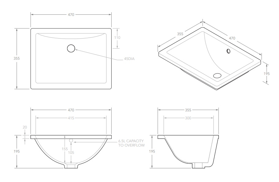 Dish Under Counter Basin Gloss White - Image 3