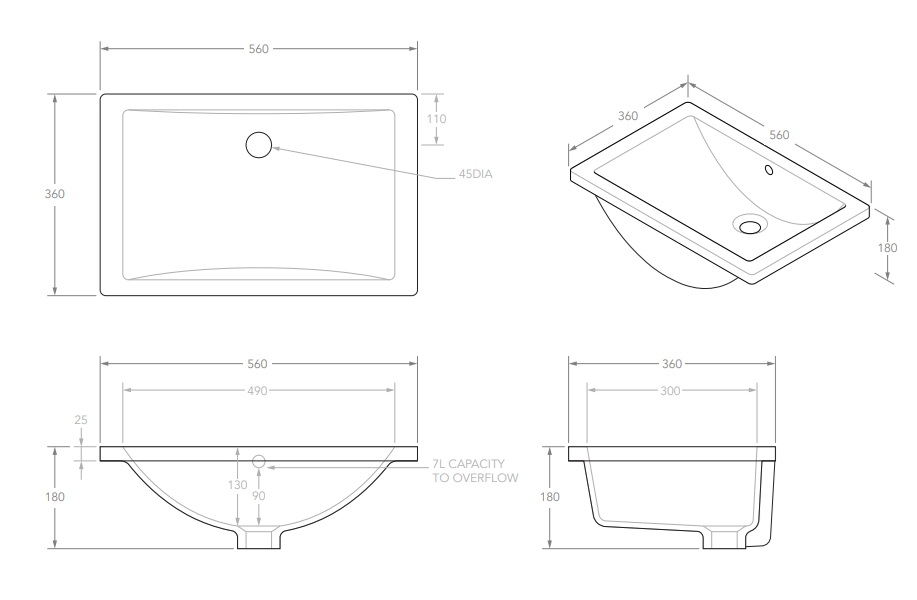Scoop Ceramic Under Counter Basin Gloss White - Image 3