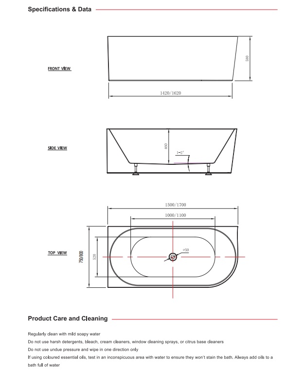 Mila 1700mm Round Corner Bath Left - Image 5