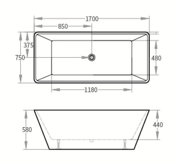 Ascoli Square Freestanding Bath 1700mm - Image 4