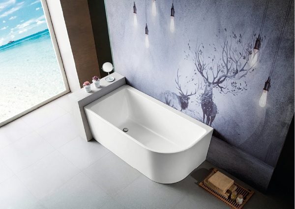 1500mm Corner Back To Wall Bath - LEFT - Image 2
