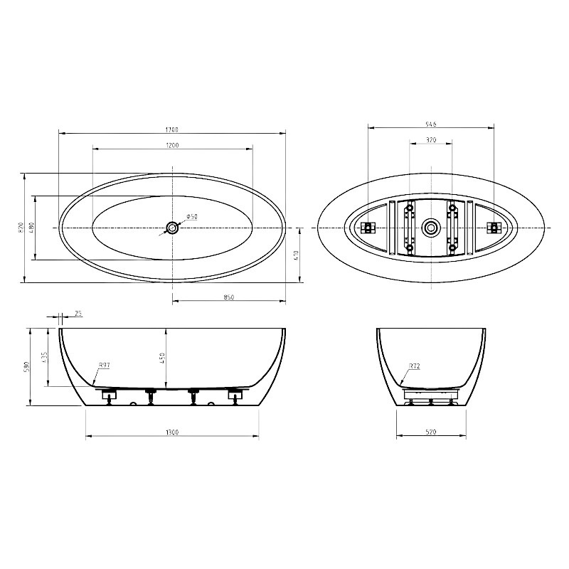 Versilia 1700 Freestanding Bath Matte White - Image 6