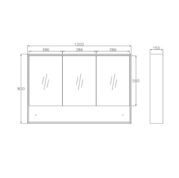 Byron Natural Oak 1200mm Shaving Cabinet - Image 3