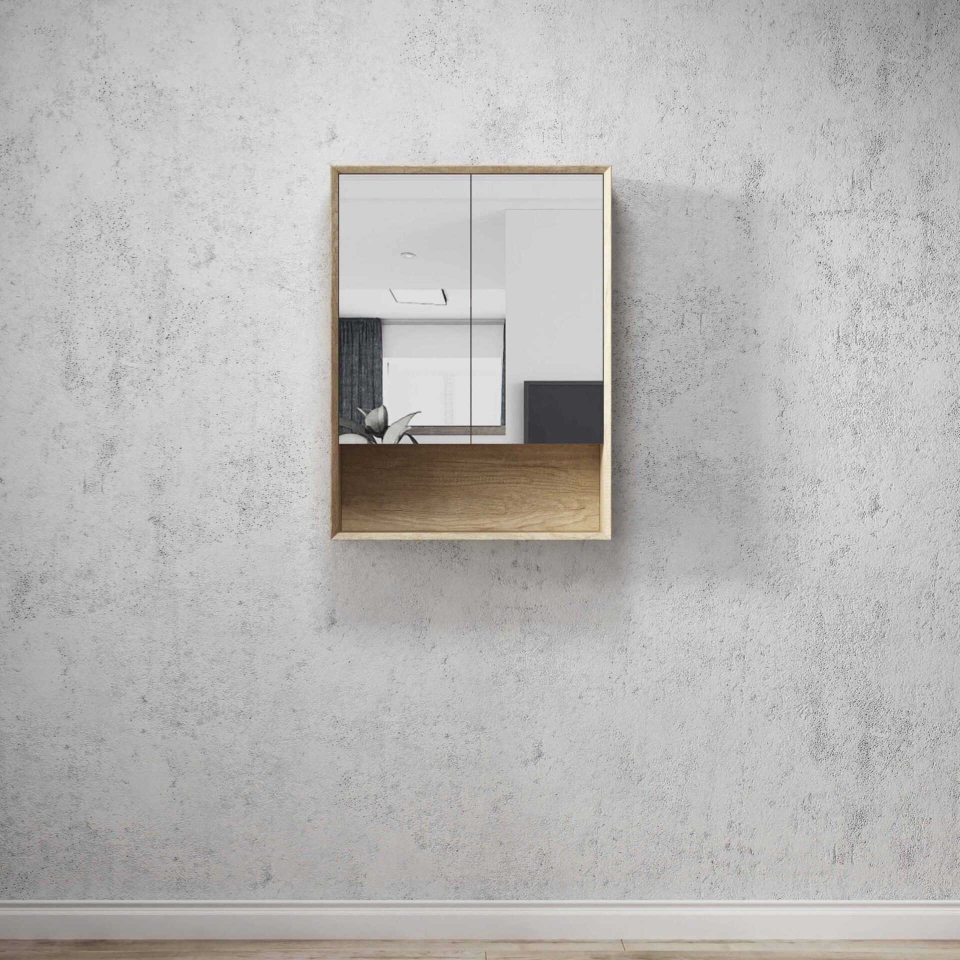 Byron Natural Oak 600mm Shaving Cabinet - Image 4