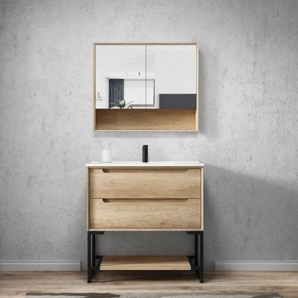 Byron Natural Oak 900mm Shaving Cabinet - Image 3