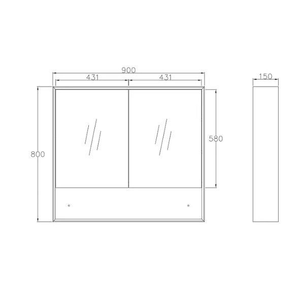 Byron Natural Oak 900mm Shaving Cabinet - Image 4