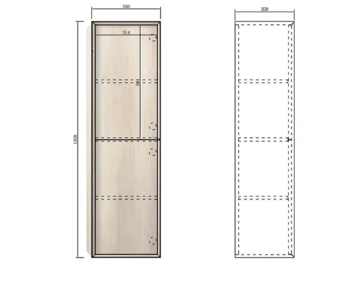 Byron Tall Boy Natural Oak Wall Hung - Image 4