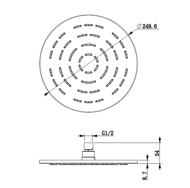 Berlin Air Pressure Shower Head 250mm Brushed Gun Metal - Image 2