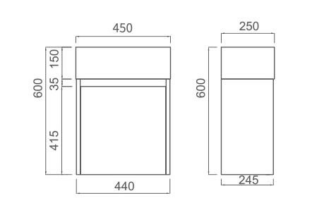 Slimline Ensuite Wall Hung PVC Vanity 450mm - Image 2