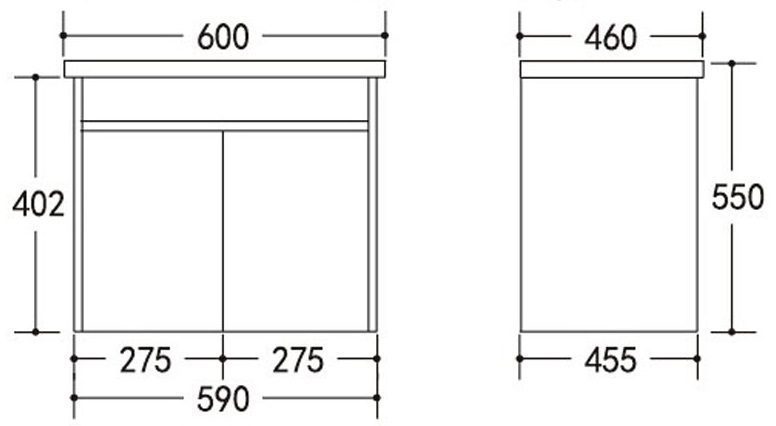 600mm Vanity PVC Wall Hung Finger Pull - Image 3