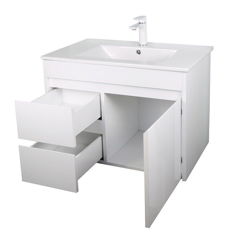 Wall Hung 750 Vanity PVC Finger Pull Left Drawers - Image 2