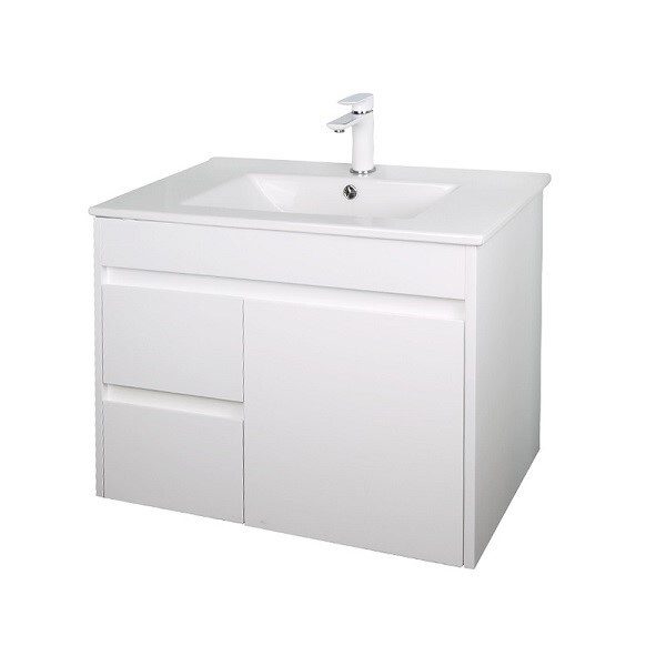 Wall Hung 750 Vanity PVC Finger Pull Left Drawers - Image 3