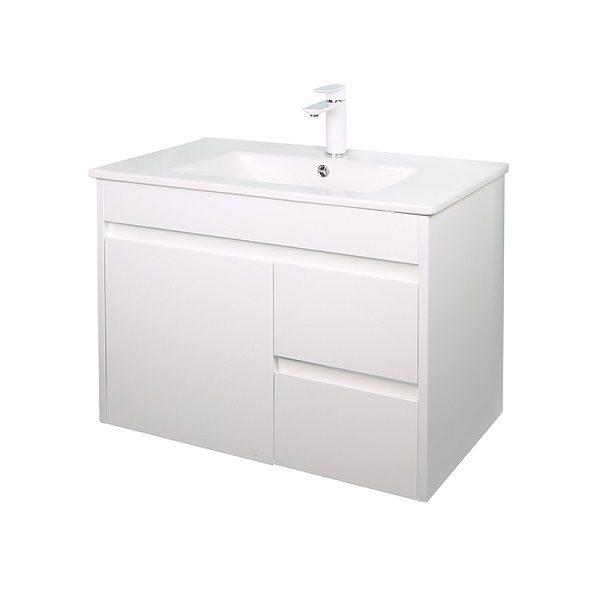 Wall Hung 750 Vanity PVC Finger Pull Right Drawers - Image 3