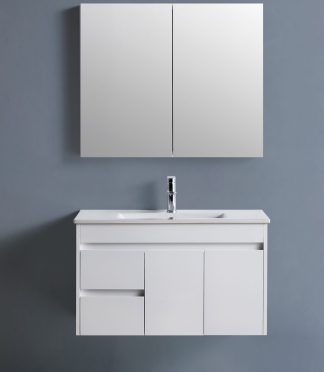 Wall Hung 900 Vanity PVC Finger Pull Left Drawers