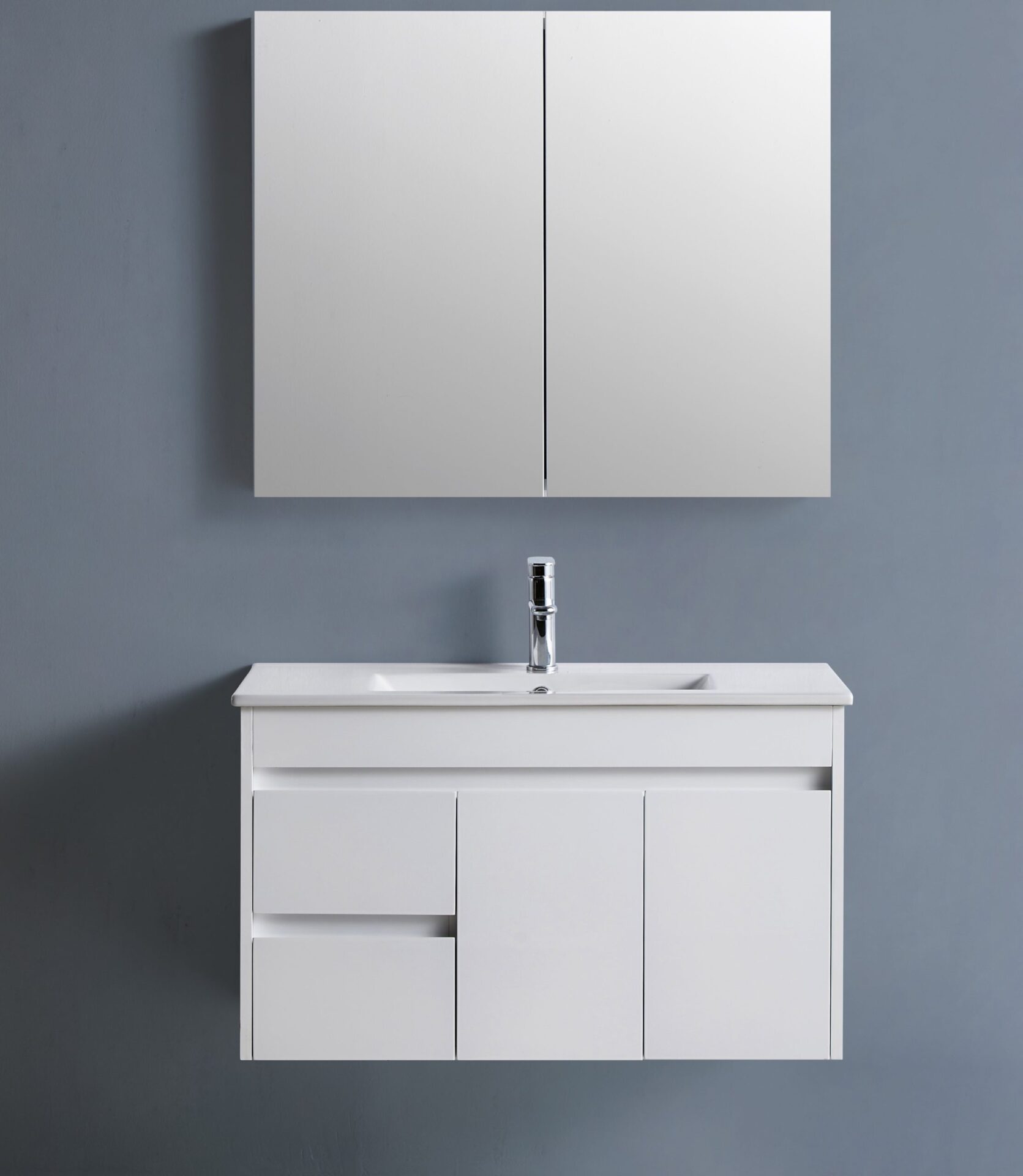 Wall Hung 900 Vanity PVC Finger Pull Left Drawers