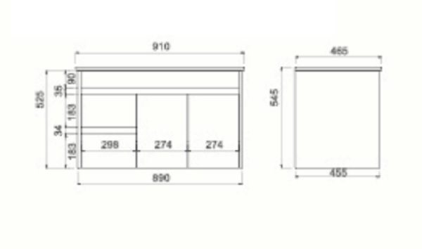 Wall Hung 900 Vanity PVC Finger Pull Left Drawers - Image 4