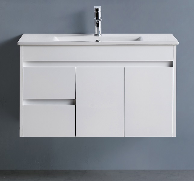 Wall Hung 900 Vanity PVC Finger Pull Left Drawers - Image 2