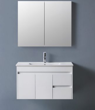 Wall Hung 900 Vanity PVC Finger Pull Right Drawers