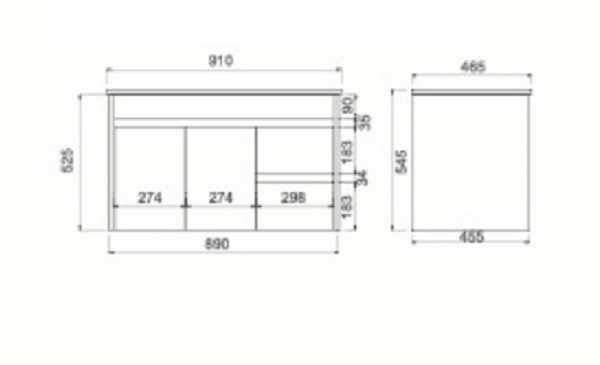 Wall Hung 900 Vanity PVC Finger Pull Right Drawers - Image 4