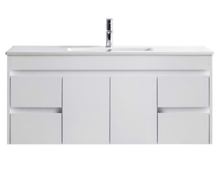1200mm PVC Vanity Wall Hung Finger Pull White