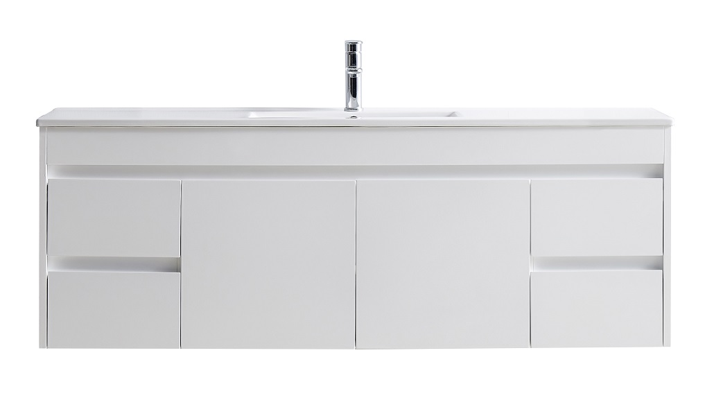 1500mm PVC Vanity Wall Hung Finger Pull Single Bowl - Image 2