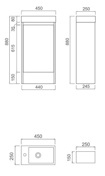 Slimline Ensuite PVC Vanity 450mm - Image 3
