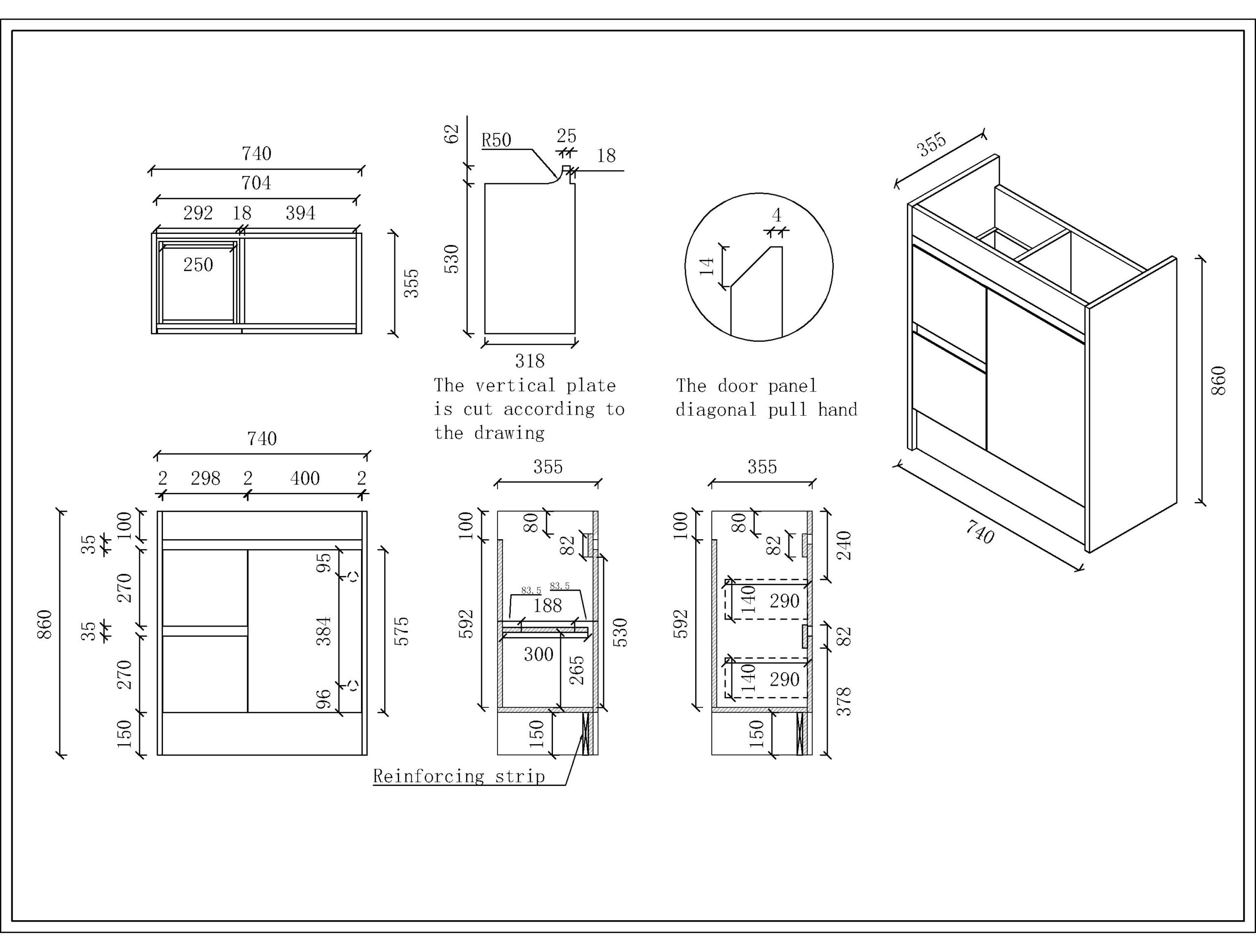 Slimline Ensuite 750mm Vanity PVC Left Drawers - Image 4