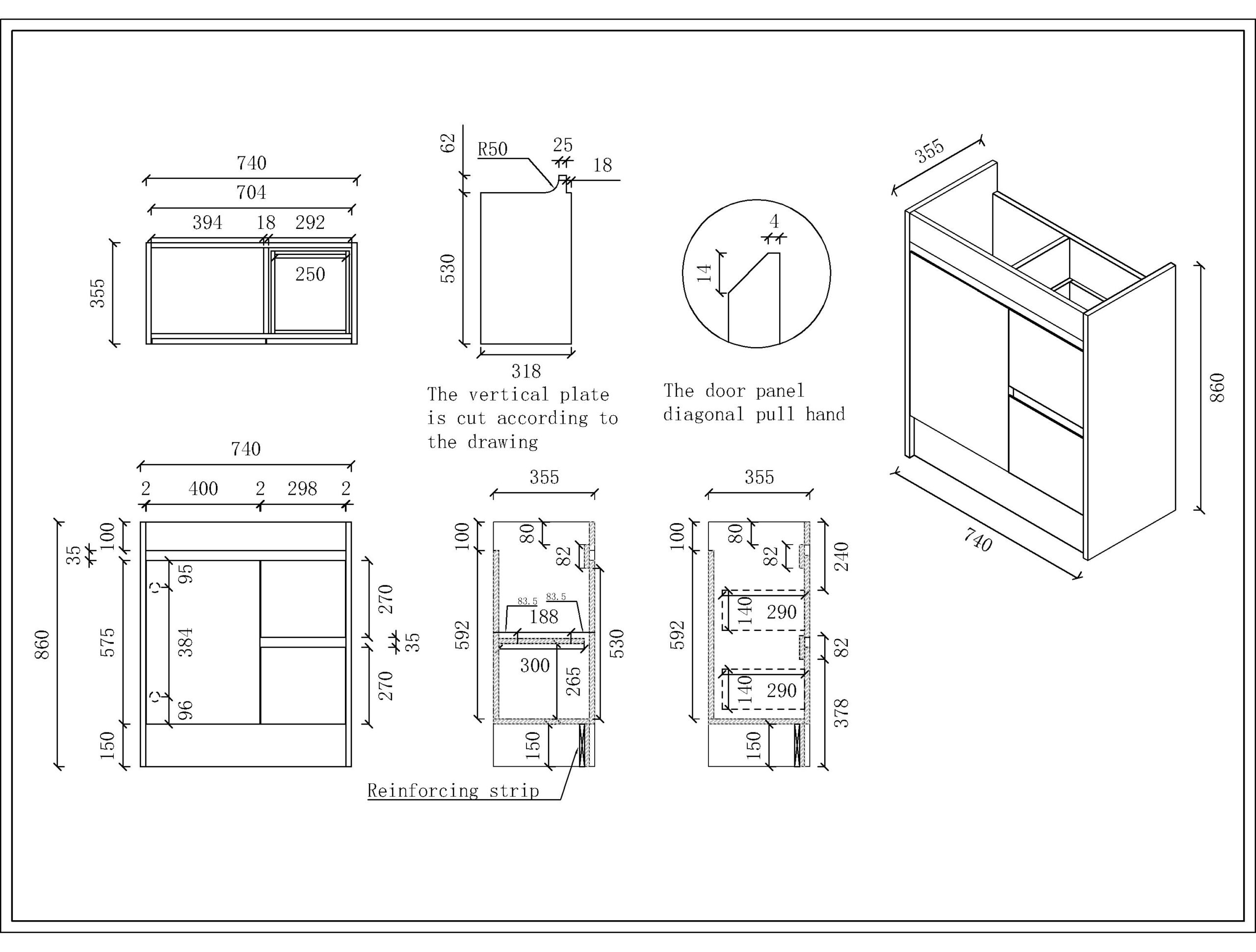 Slimline Ensuite 750mm Vanity PVC Right Drawers - Image 4