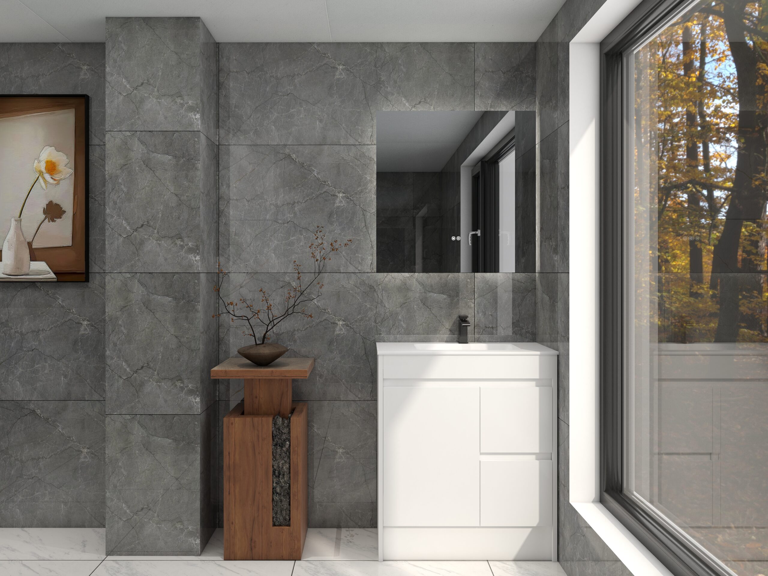 Slimline Ensuite 750mm Vanity PVC Right Drawers - Image 3