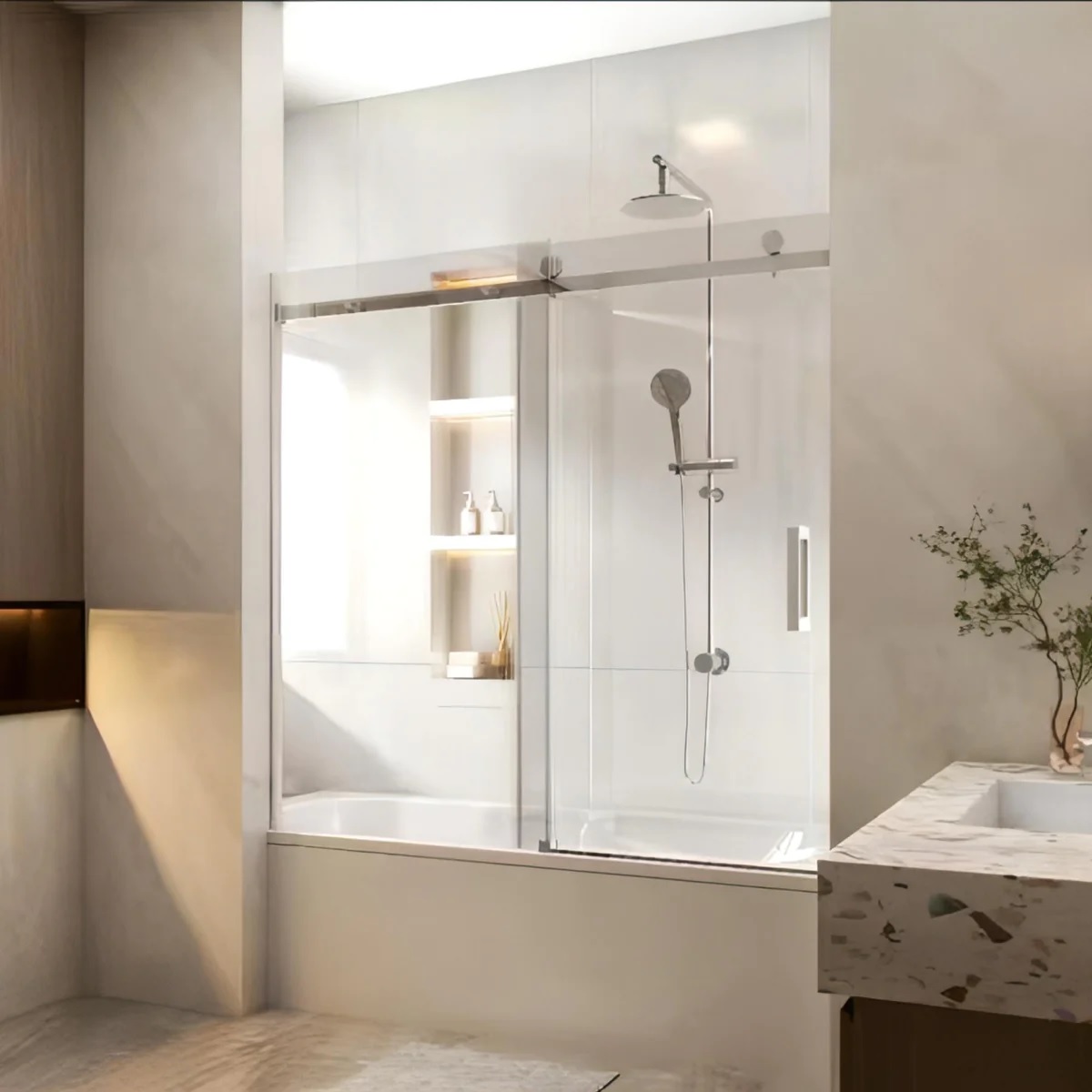 Frameless Sliding Bath Screen 1650-1800 Chrome