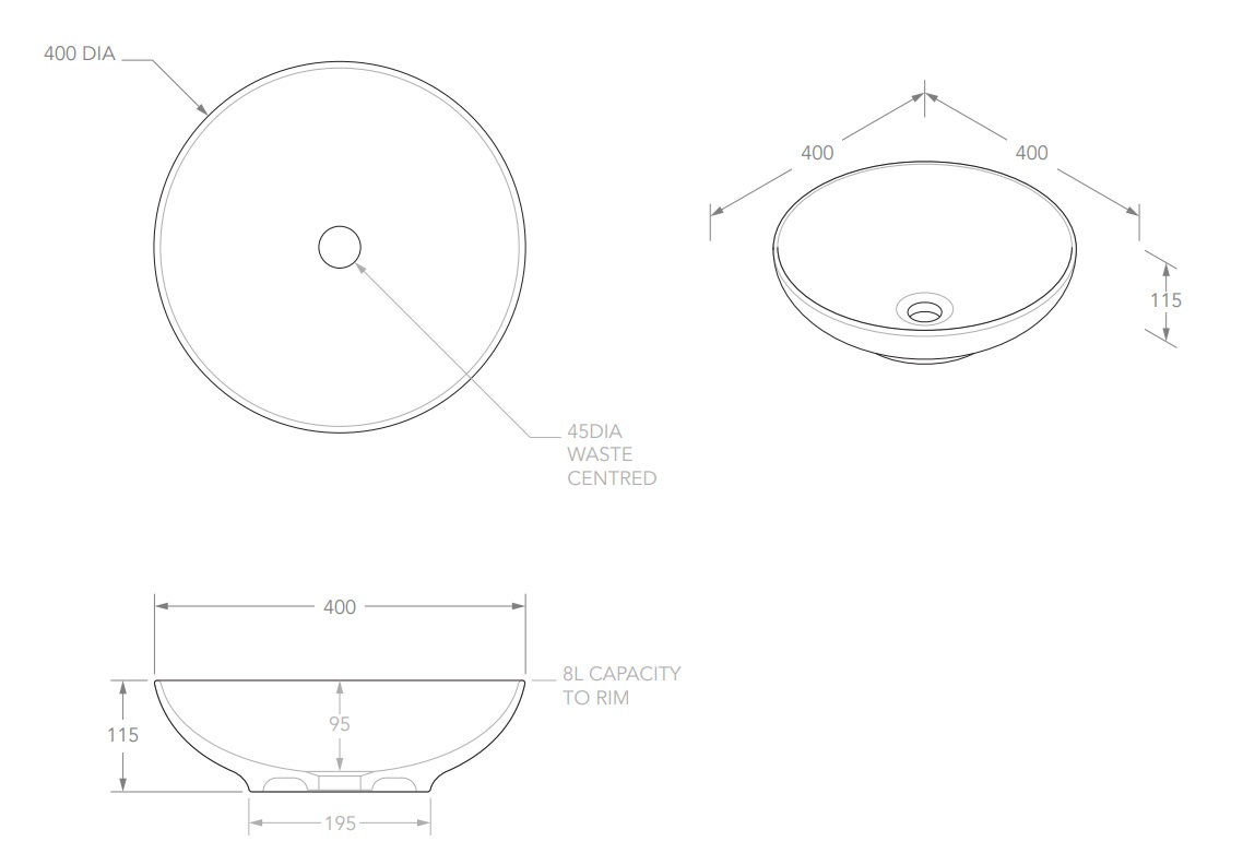 Circuit Above Counter Ceramic Basin Matte White - Image 4