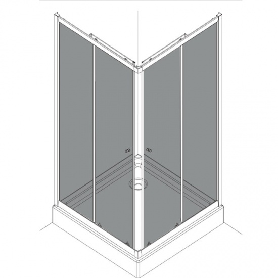 Cleveland Semi Frameless Double Sliding Corner Shower Silver 890mm - Image 4