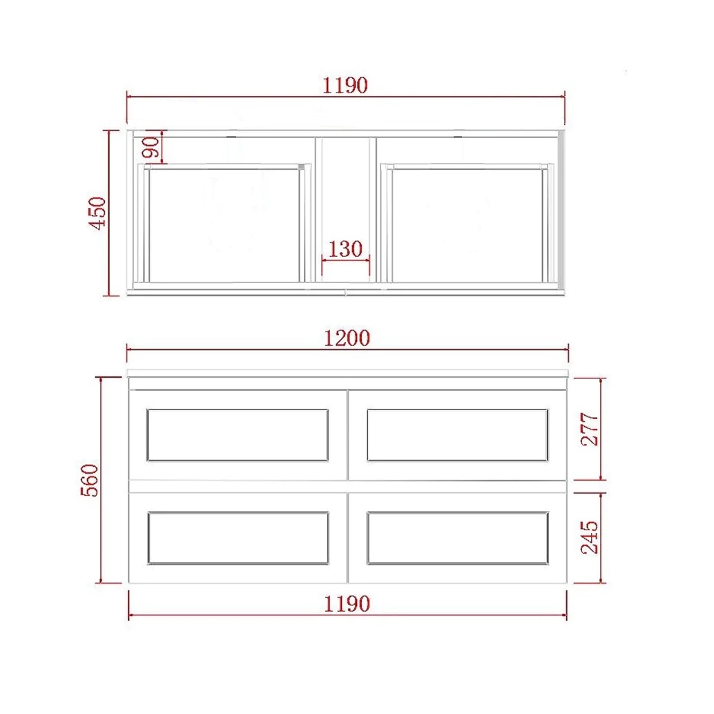 Fremantle 1200 Wall Hung Vanity Matte Black - Image 2