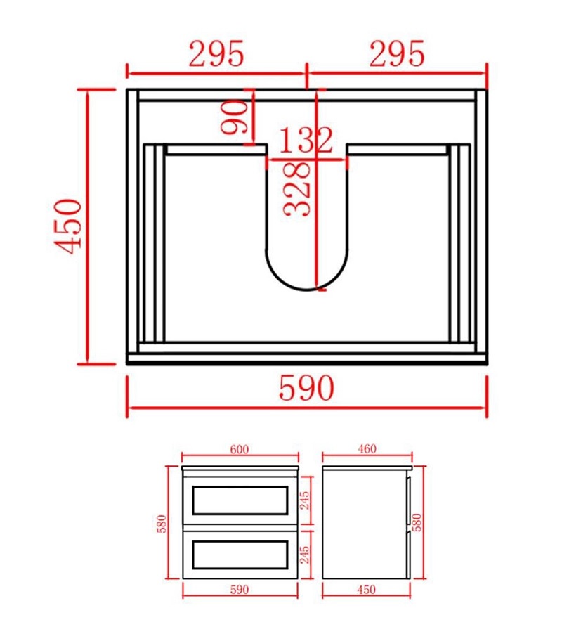 Fremantle 600 Wall Hung Vanity Matte Black - Image 3