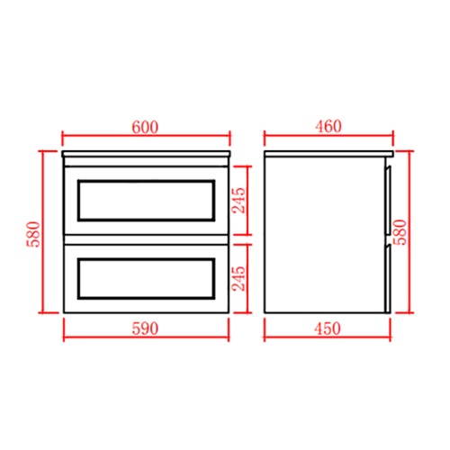Fremantle 600 Wall Hung Vanity Matte Black - Image 2