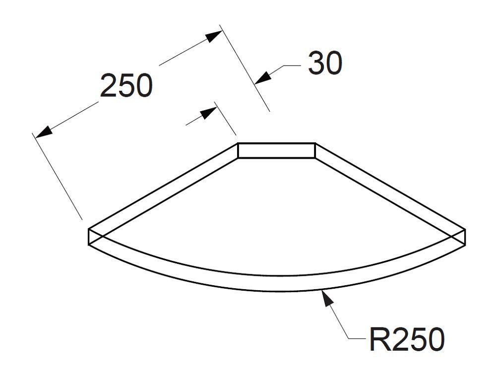 Quad Glass Corner Shelf 250mm - Image 2