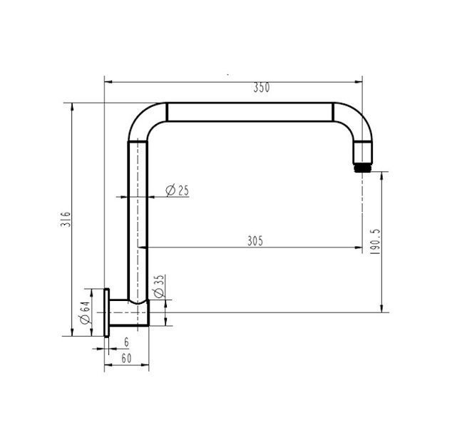 Star Round High Rise Shower Arm Matt Black - Image 2